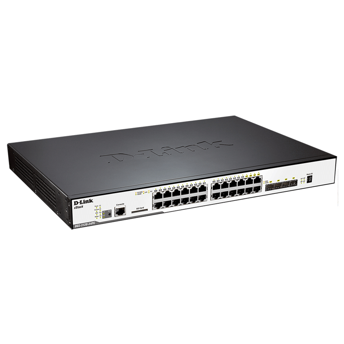 سوئیچ شبکه 24 پورت کمبو + 4 پورت SFP با 24 پورت PoE دی لینک مدل DGS-3120-24PC-2